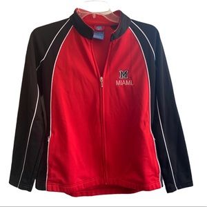 Miami of Ohio Full Zip Black/ Red Jacket EUC